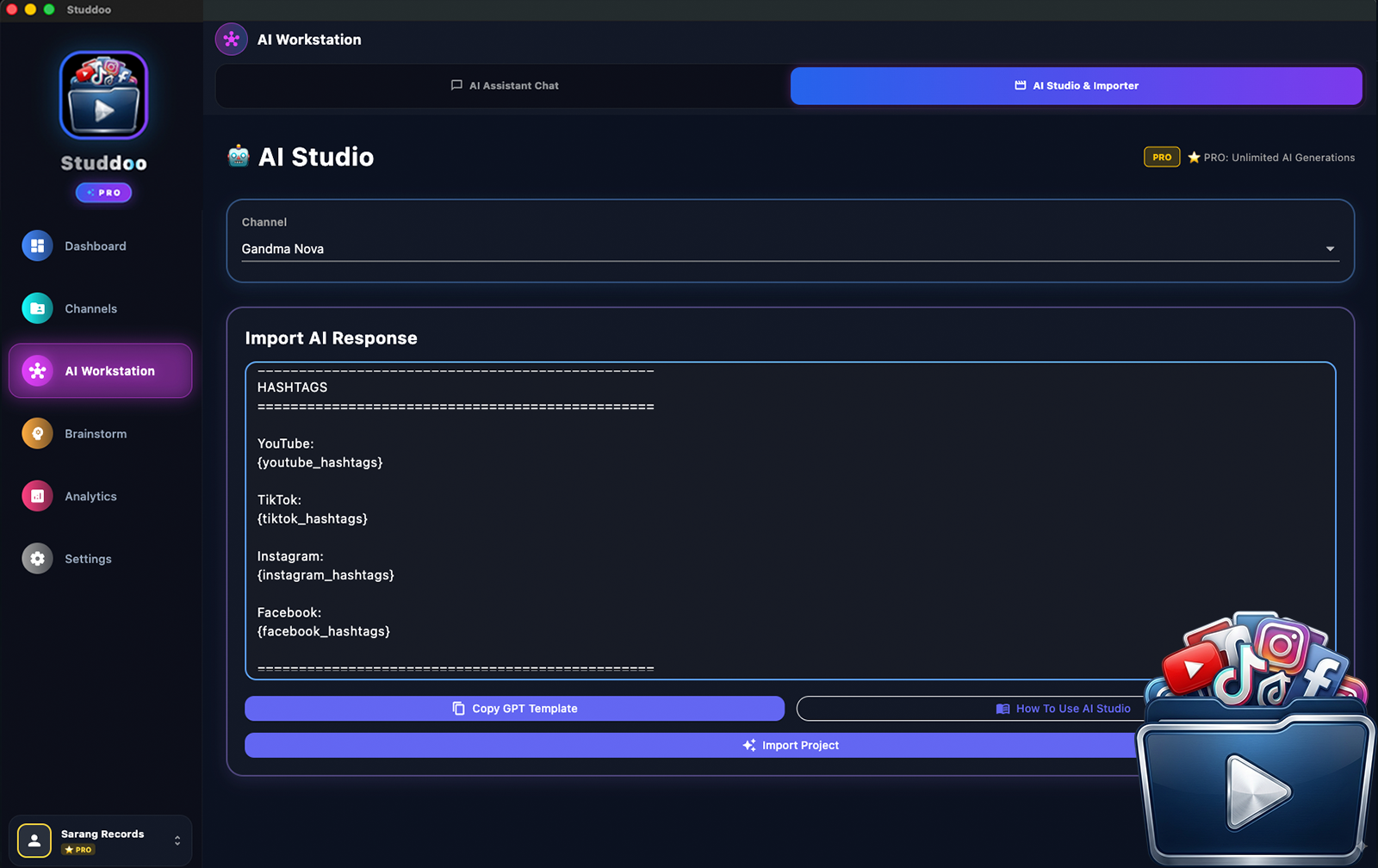 Studdoo AI Studio screen
